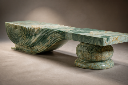 Morara — green marble sculptural bench by 1-OPH