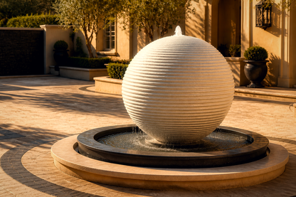 Vela — stone sphere fountain by 1-OPH