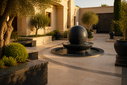 Azimuth — stone sphere fountain by 1-OPH