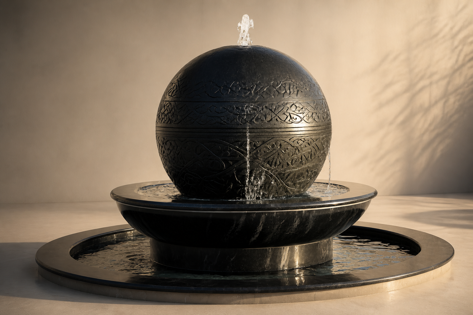 Azimuth — stone sphere fountain by 1-OPH