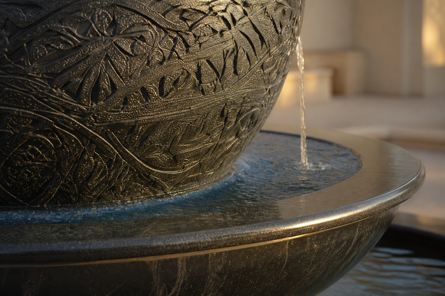 Azimuth — stone sphere fountain by 1-OPH