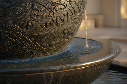 Azimuth — stone sphere fountain by 1-OPH