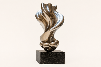 Rukbat — Stainless steel on Nero Marquina marble sculpture by 1-OPH