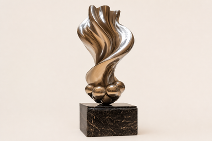 Rukbat — Stainless steel on Nero Marquina marble sculpture by 1-OPH
