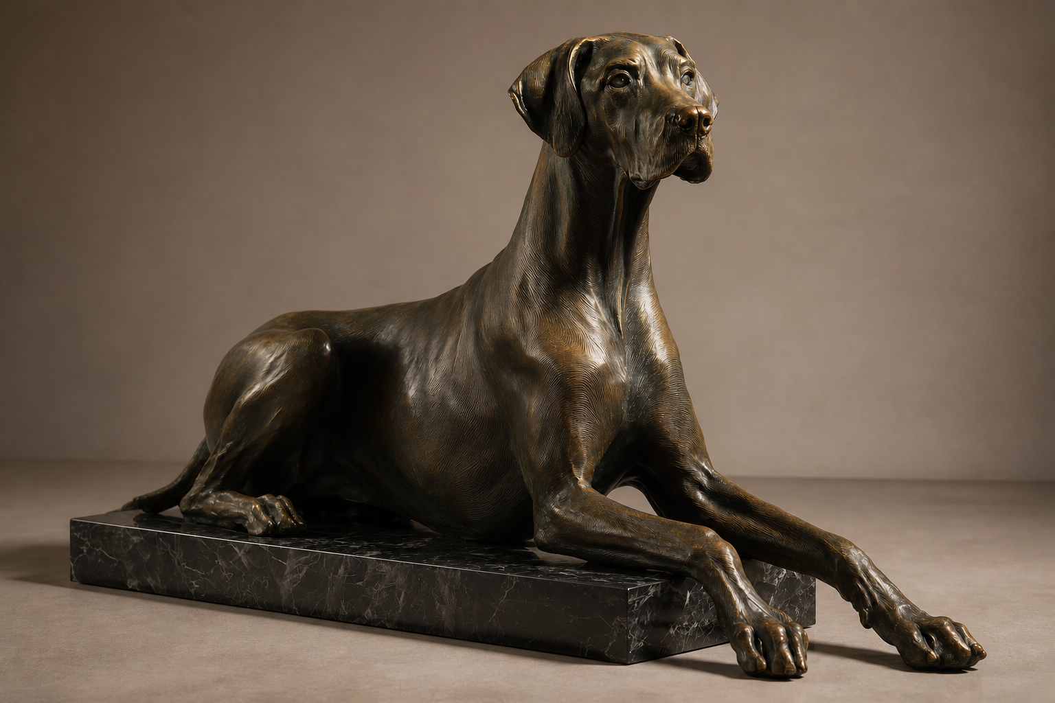 Silvana — Bronze on Nero Marquina marble sculpture by 1-OPH