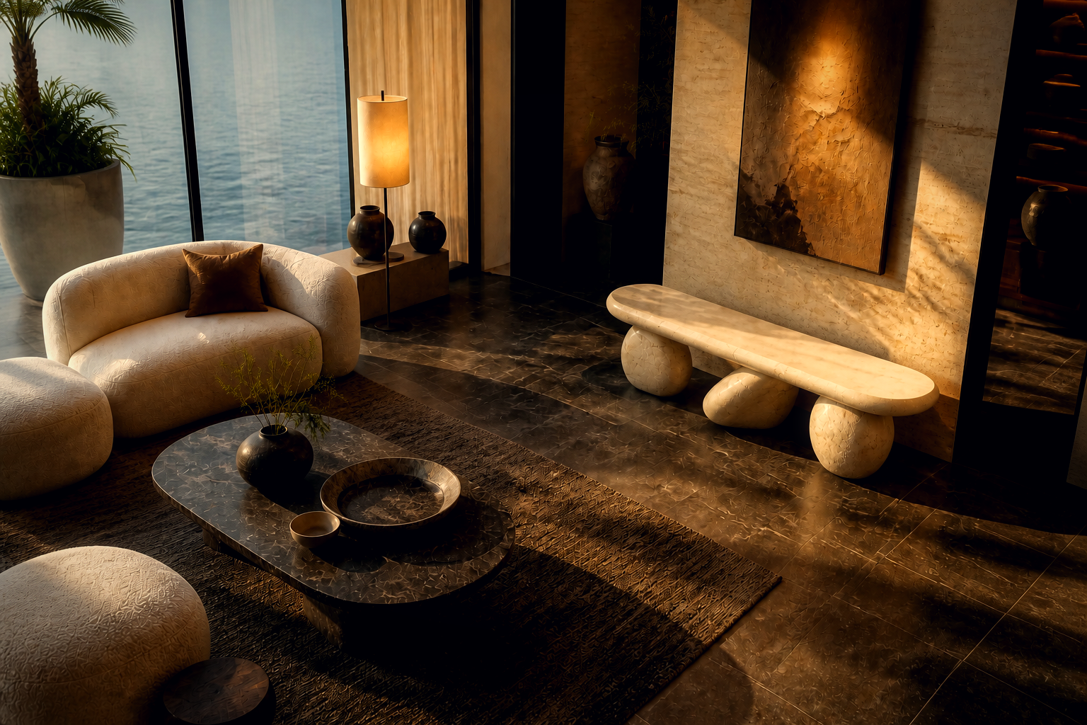 Stanza — marble sculptural bench by 1-OPH
