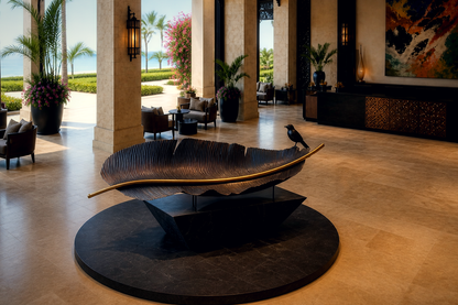 Agresta — Bronze on Nero Marquina marble sculpture by 1-OPH