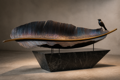 Agresta — Bronze on Nero Marquina marble sculpture by 1-OPH