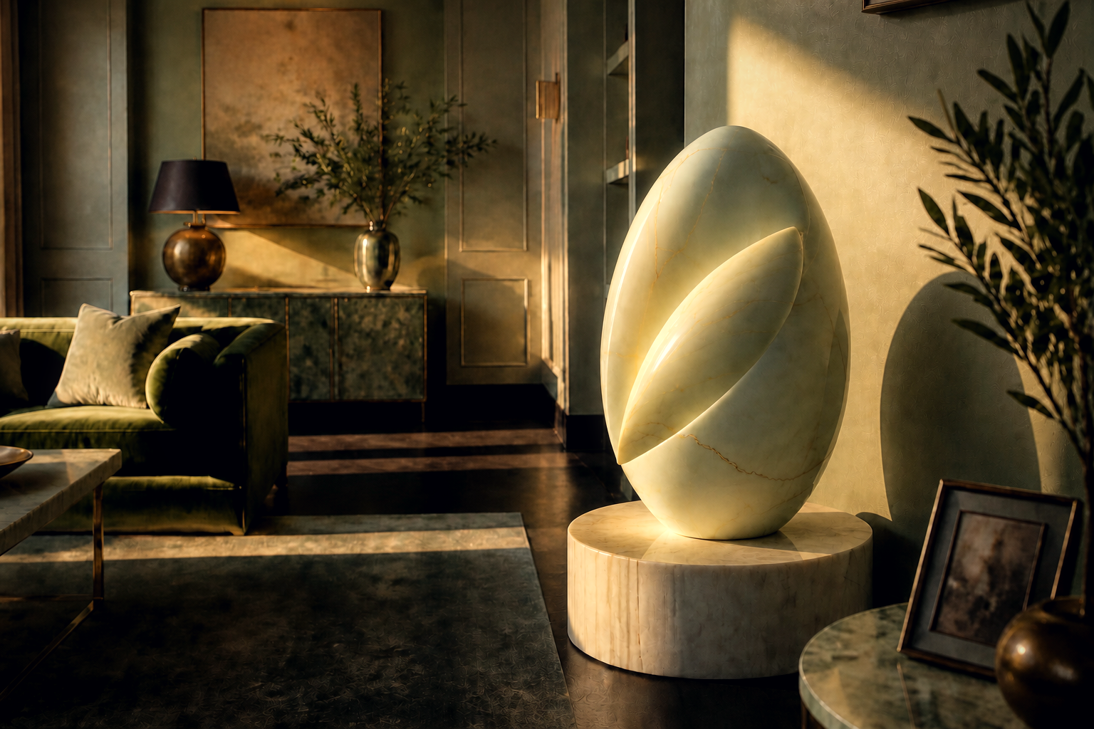 Primora — Marble egg sculpture by 1-OPH