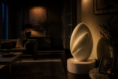 Primora — Marble egg sculpture by 1-OPH