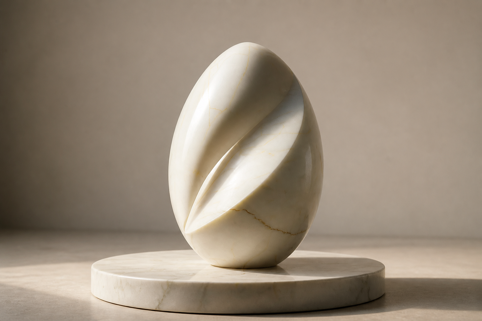 Primora — Marble egg sculpture by 1-OPH