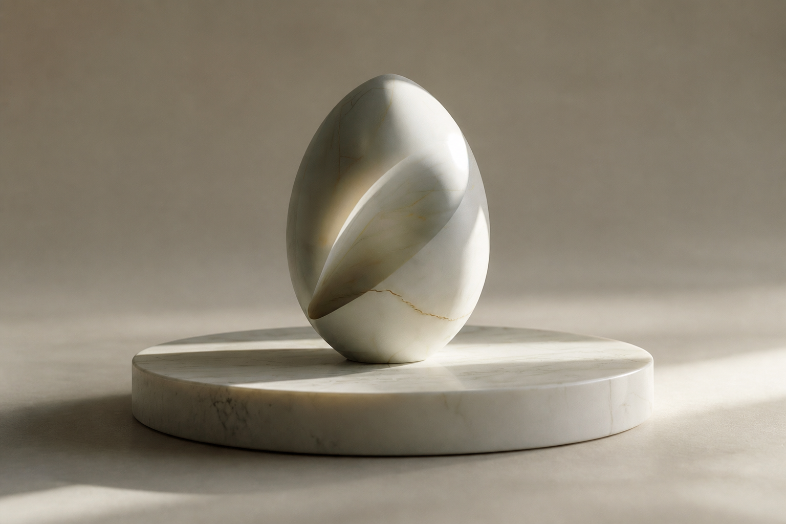 Primora — Marble egg sculpture by 1-OPH