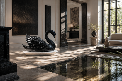 Alpina — Nero Marquina marble on white marble sculpture by 1-OPH