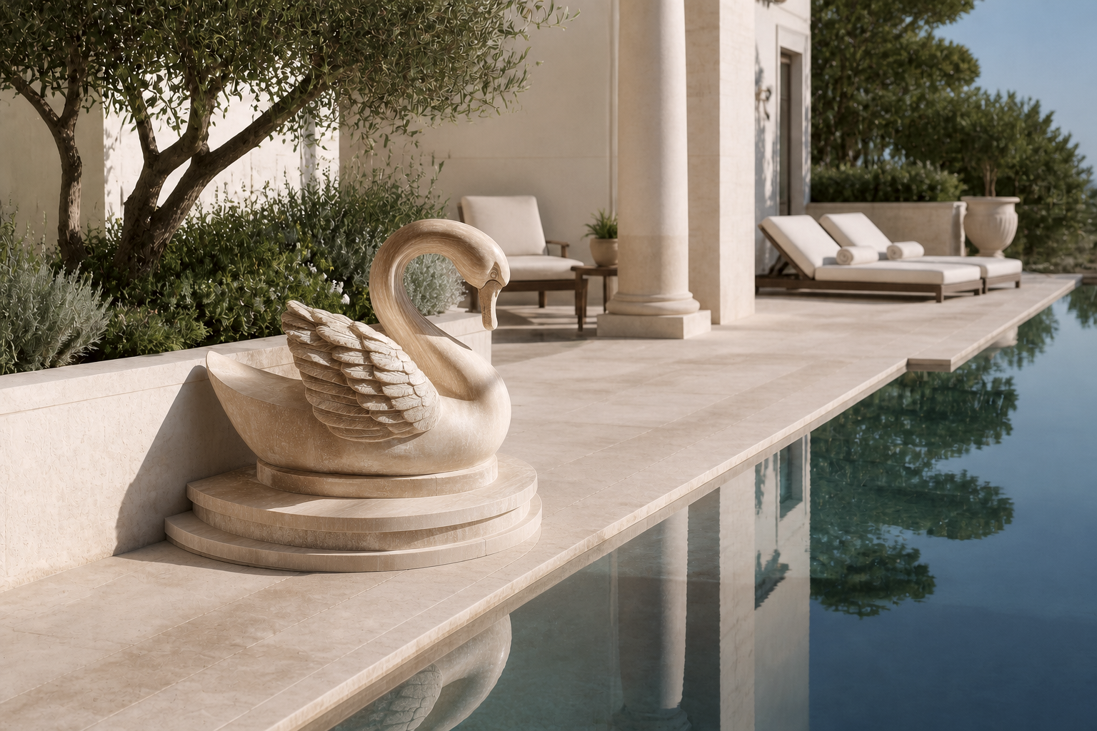 Boreal — Travertine sculpture by 1-OPH