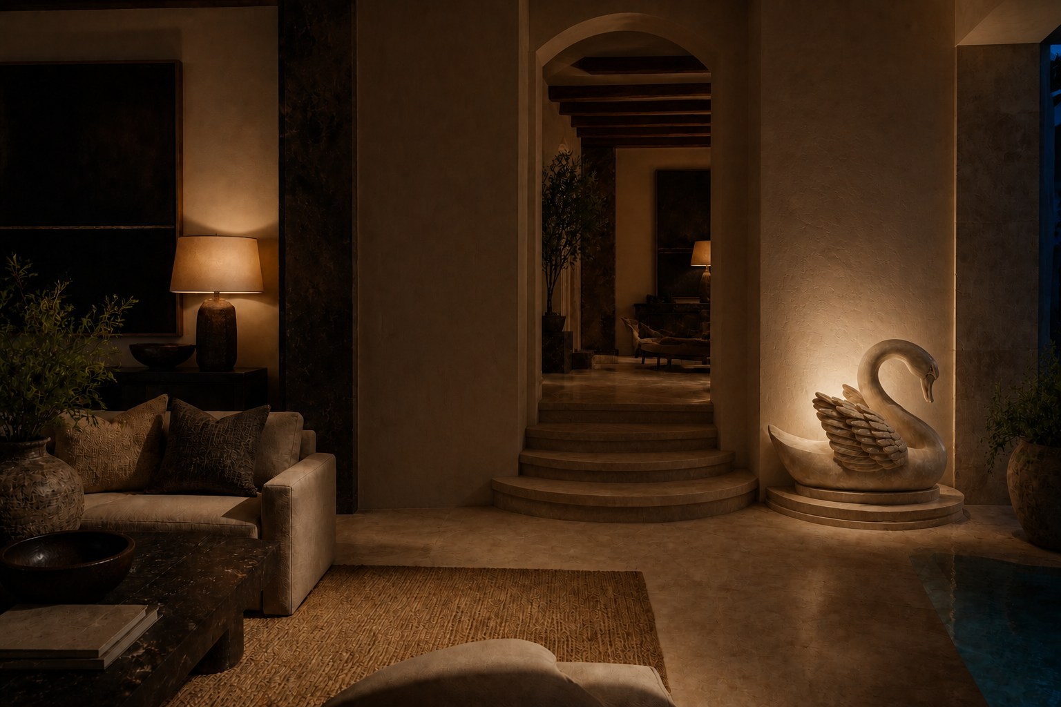 Boreal — Travertine sculpture by 1-OPH
