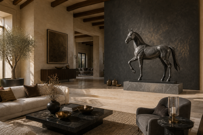 Litoral — Bronze on Nero Marquina marble sculpture by 1-OPH