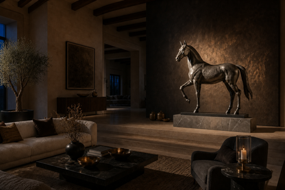 Litoral — Bronze on Nero Marquina marble sculpture by 1-OPH