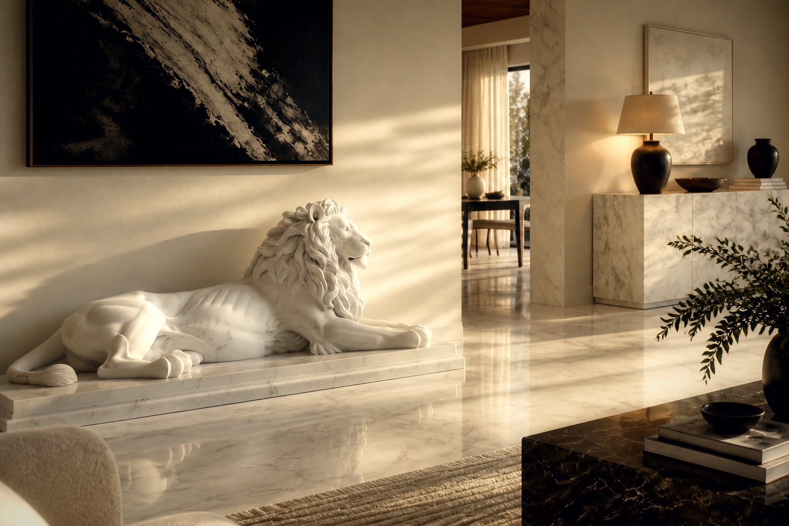 Pelagia — white marble sculpture by 1-OPH