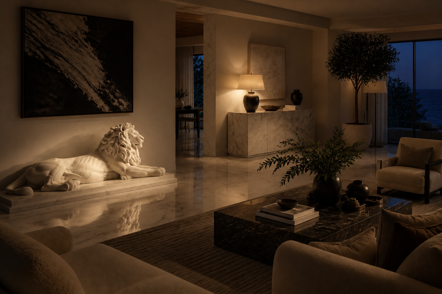 Pelagia — white marble sculpture by 1-OPH