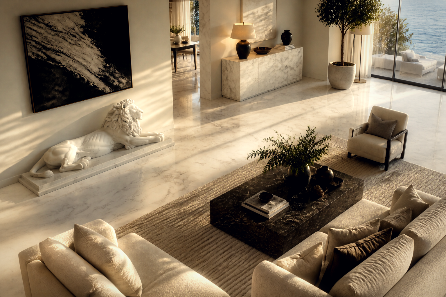 Pelagia — white marble sculpture by 1-OPH
