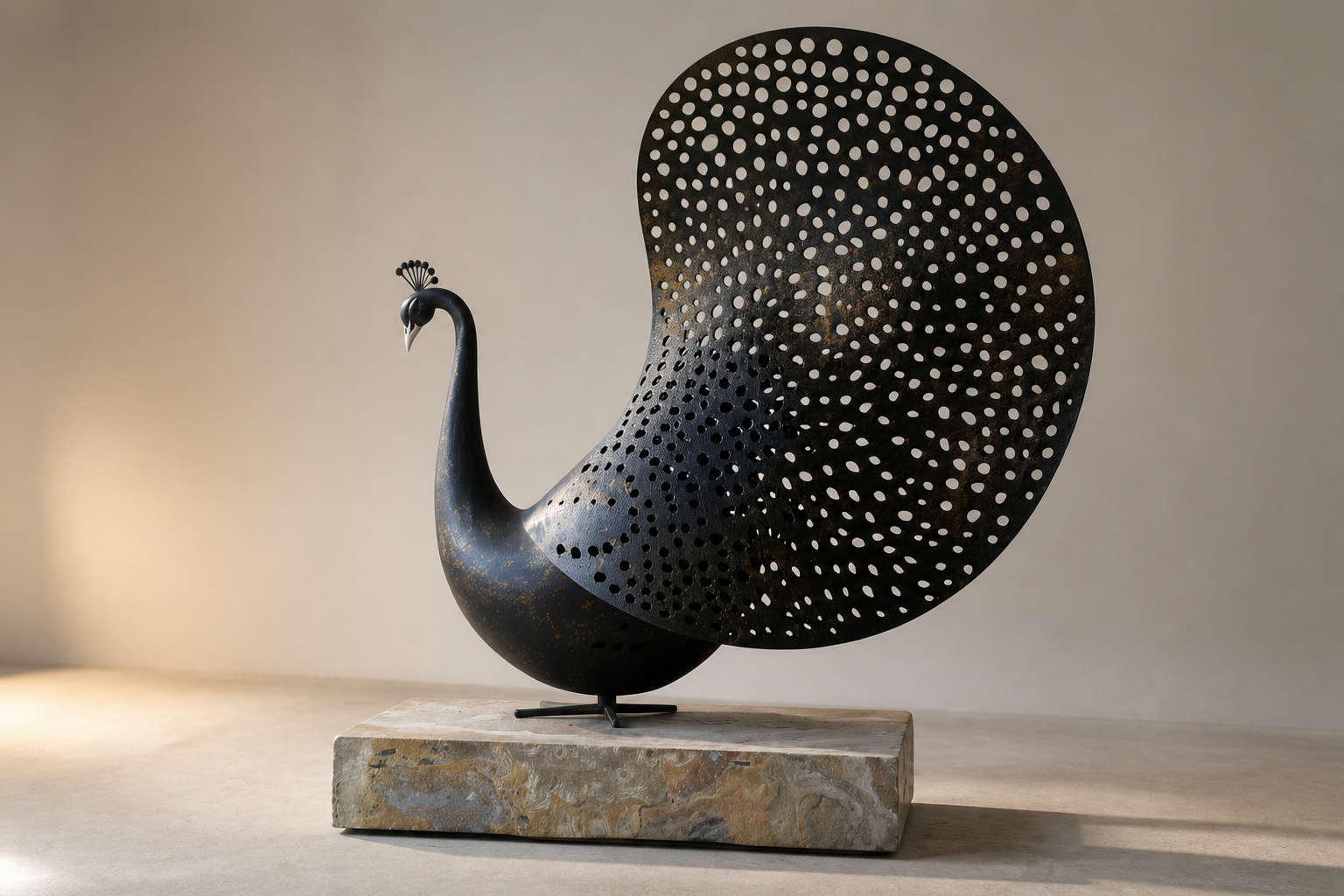 Frondosa — Bronze on stone sculpture by 1-OPH