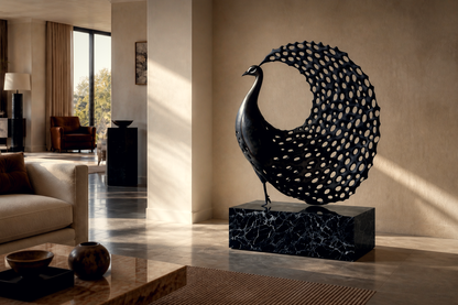 Ramosa — Bronze on Nero Marquina marble sculpture by 1-OPH