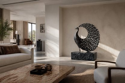 Ramosa — Bronze on Nero Marquina marble sculpture by 1-OPH
