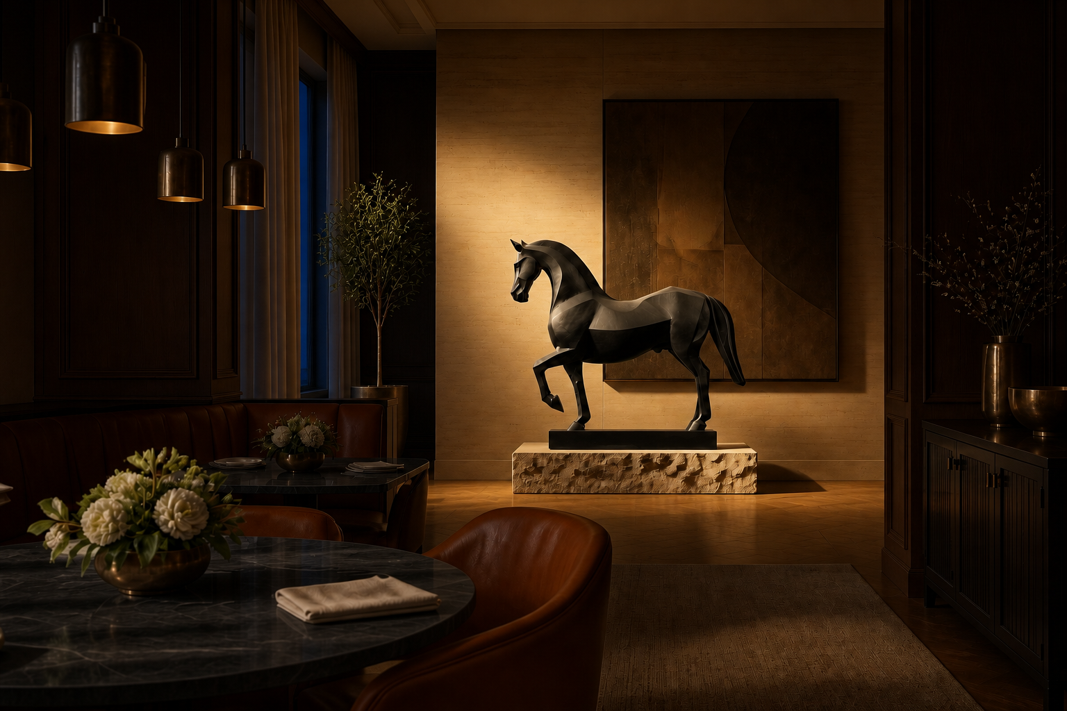 Verdor — Bronze on stone and marble sculpture by 1-OPH