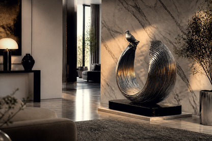 Espiga — Bronze on Nero Marquina marble sculpture by 1-OPH