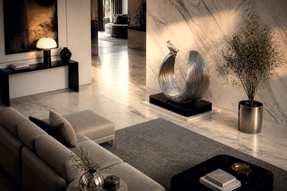 Espiga — Bronze on Nero Marquina marble sculpture by 1-OPH
