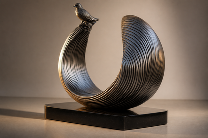Espiga — Bronze on Nero Marquina marble sculpture by 1-OPH