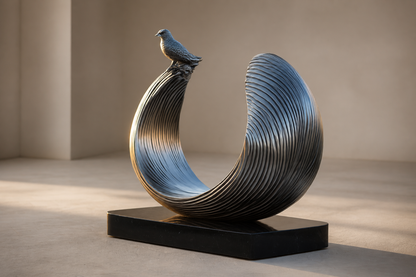 Espiga — Bronze on Nero Marquina marble sculpture by 1-OPH