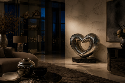 Sheliak — Brass and steel mosaic on Nero Marquina marble sculpture by 1-OPH