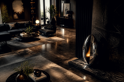 Aladfar — Black-chromed steel sculpture by 1-OPH
