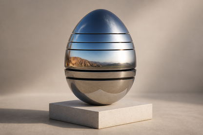 Naissa — Stainless steel egg sculpture by 1-OPH