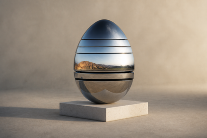 Naissa — Stainless steel egg sculpture by 1-OPH