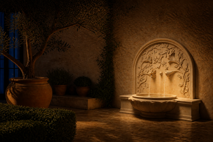 Halara — limestone wall fountain by 1-OPH