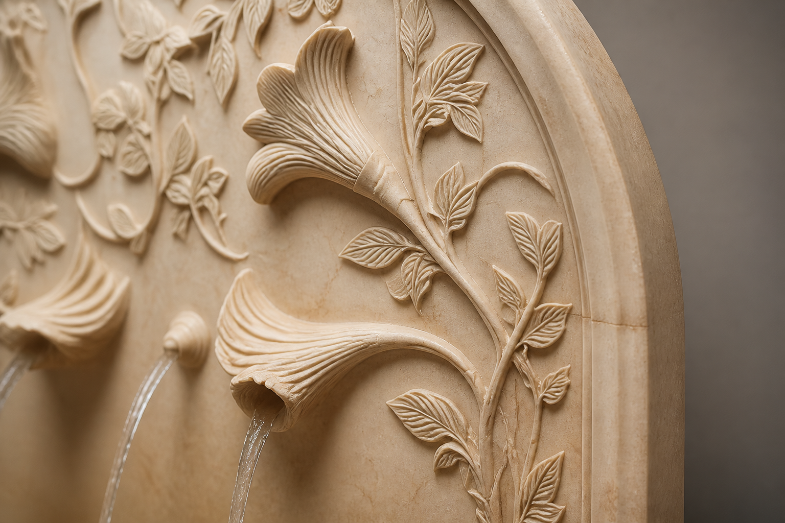 Halara — limestone wall fountain by 1-OPH