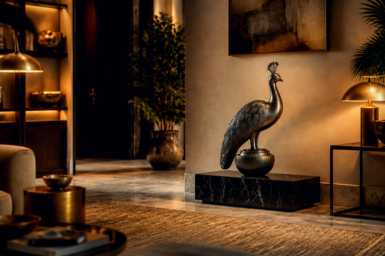 Jara — Bronze on Nero Marquina marble sculpture by 1-OPH