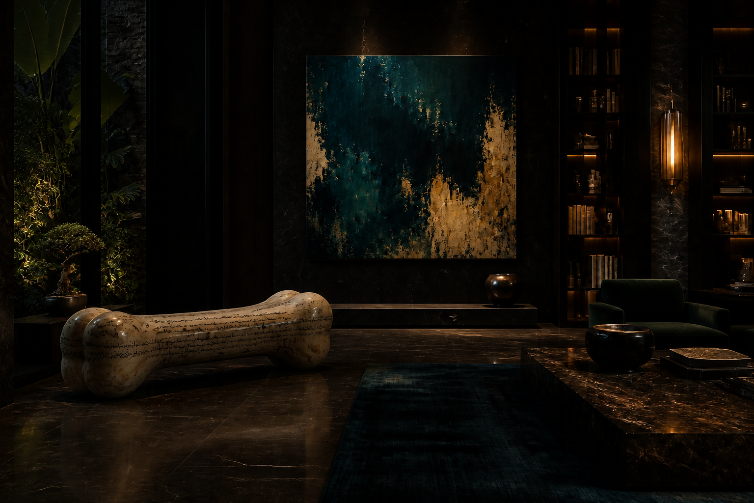 Pausa — stone sculptural bench by 1-OPH