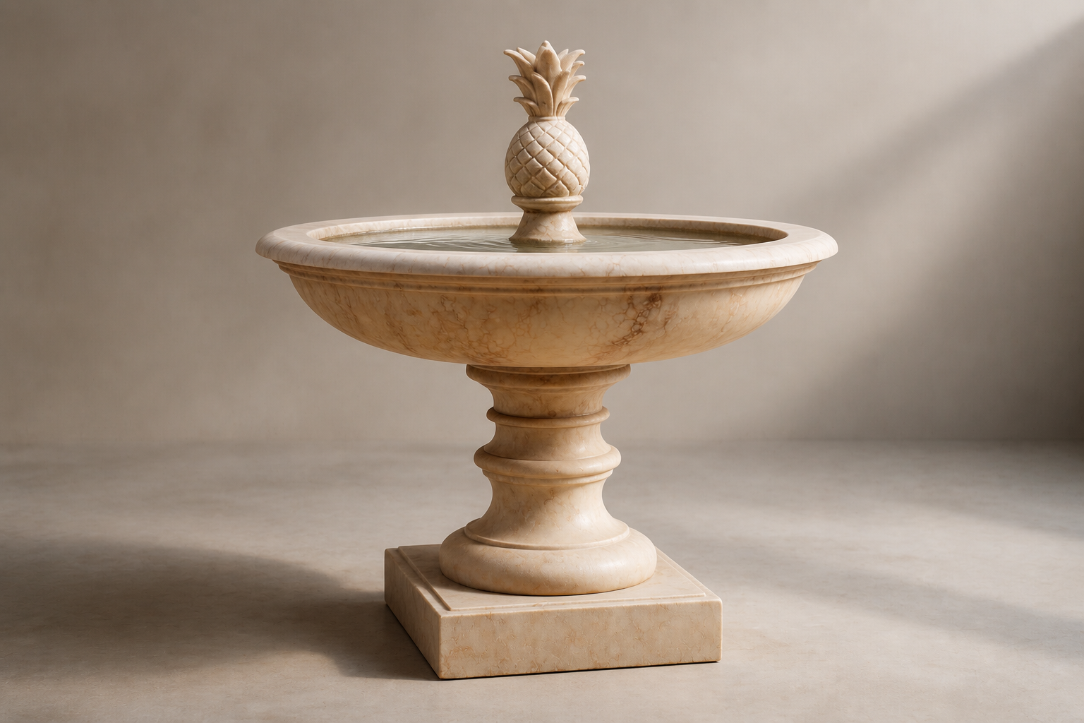 Cortile travertine tiered fountain by 1-OPH, studio view