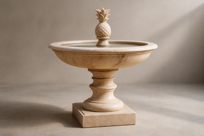 Cortile travertine tiered fountain by 1-OPH, studio view