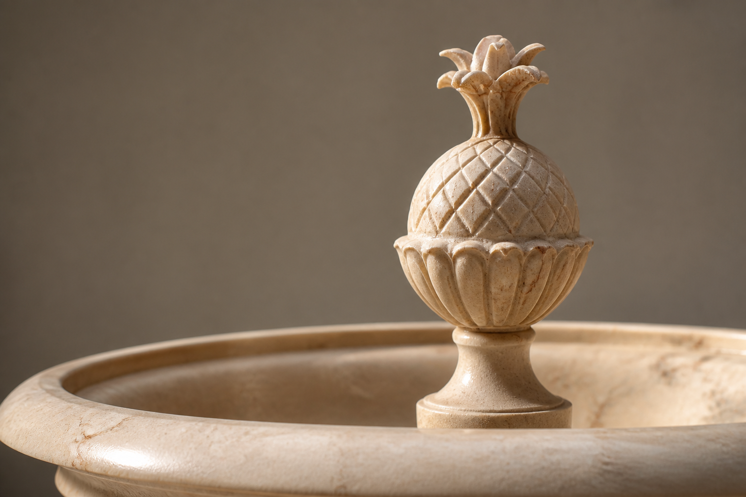 Ravello cream stone tiered fountain by 1-OPH, studio view