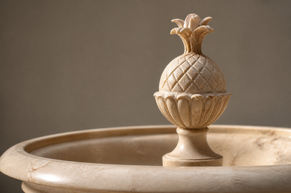 Ravello cream stone tiered fountain by 1-OPH, studio view