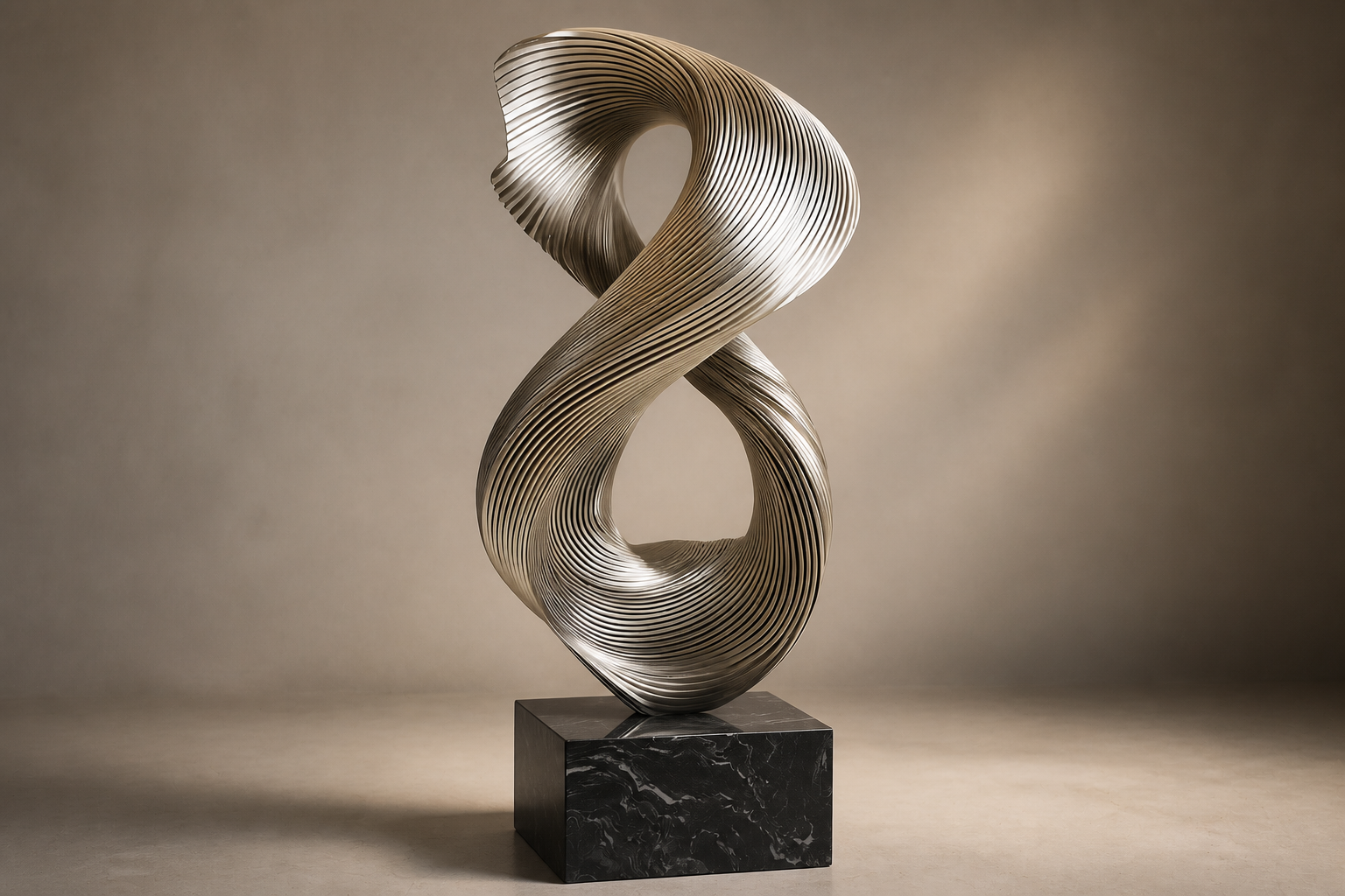 Tarazed — Stainless steel on Nero Marquina marble sculpture by 1-OPH