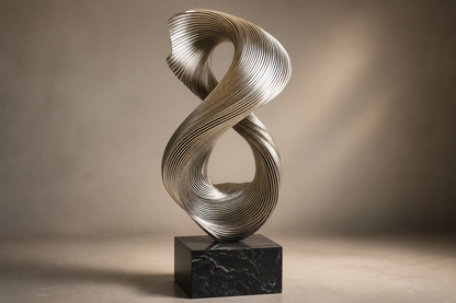 Tarazed — Stainless steel on Nero Marquina marble sculpture by 1-OPH