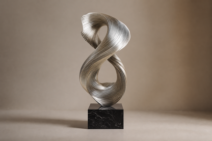 Tarazed — Stainless steel on Nero Marquina marble sculpture by 1-OPH