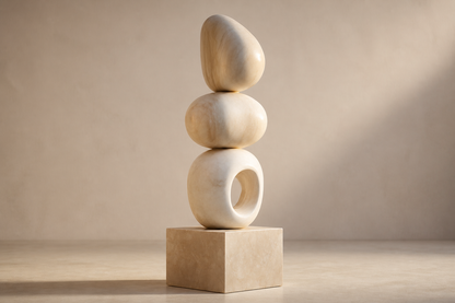 Volgere — cream marble sculpture by 1-OPH