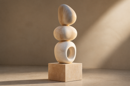 Volgere — cream marble sculpture by 1-OPH