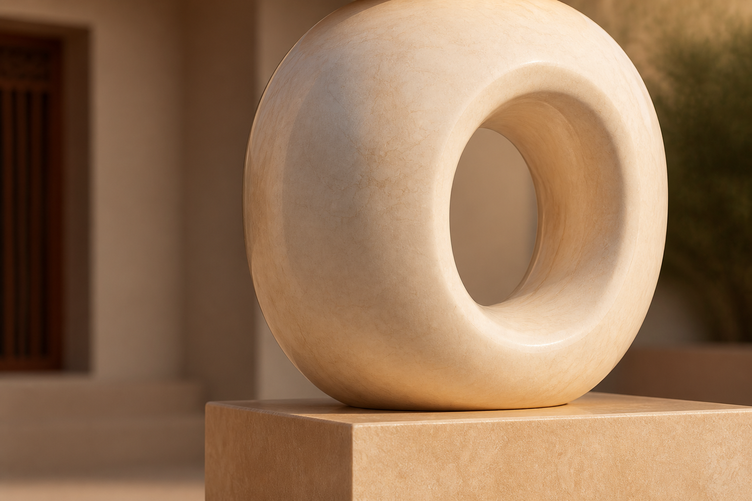 Volgere — cream marble sculpture by 1-OPH